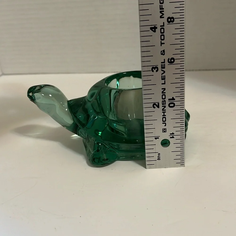 Vintage Indiana Glass Spanish green turtle votive tea light candleholder #12144